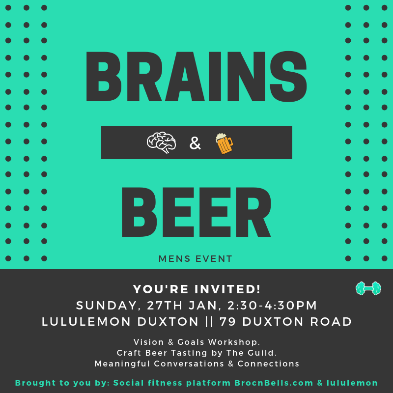brains and beer social event brocnbells lululemon singapore